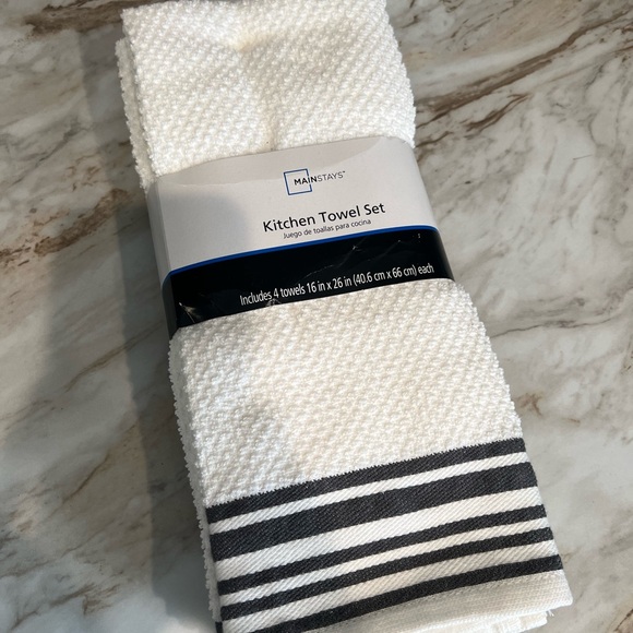 Mainstays Black and White Striped Towel Set - Picture 1 of 3